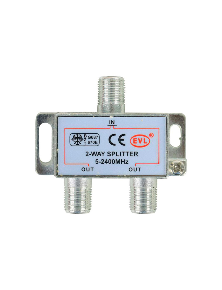 Splitter Coaxial 1 A 2 Vías EVL 5 A 2400 MHZ