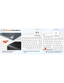 Teclado y Mouse Inalámbrico - Bluetooth Mini 5000 Blanco Meetion